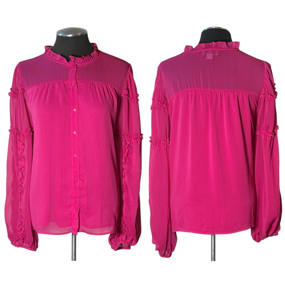 CeCe Pink Ruffle Blouse